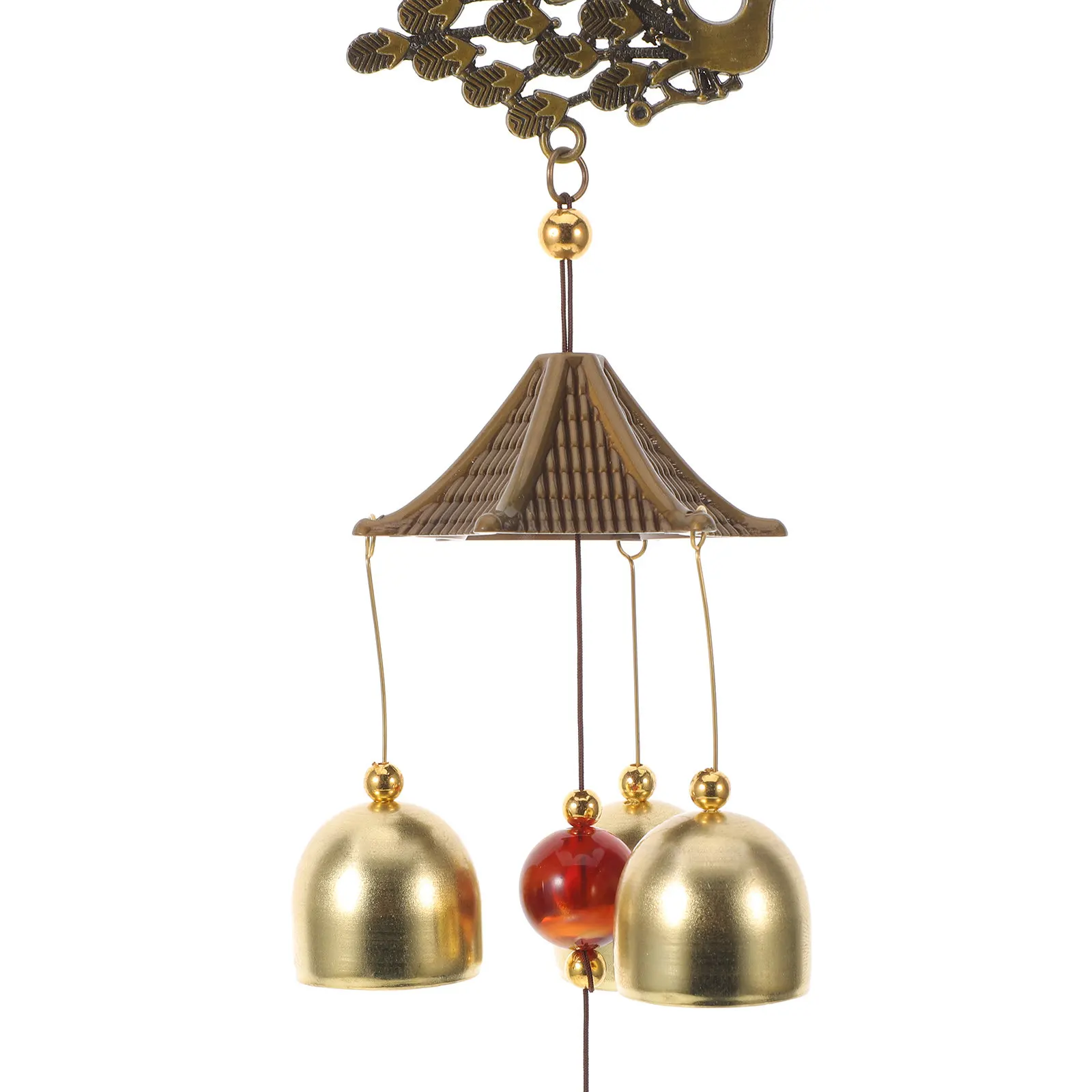 4Pcs Chinese Fish Wind Chimes Vintage Metal Feng Shui Lucky Coin Garden Chime Outdoor Porch Lawn Decoration Hanging Bell