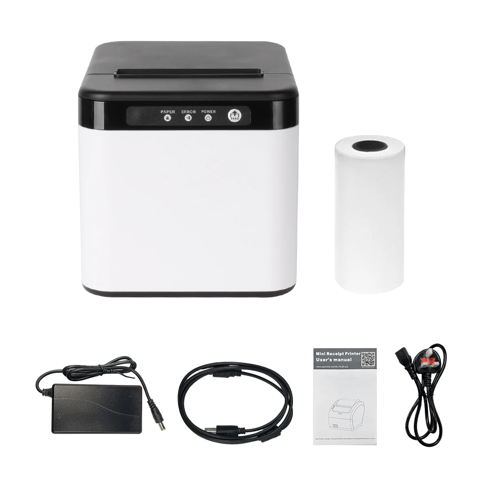 

ESC/POS Thermal Printer 80mm Receipt Printer Desktop Direct Print USB+LAN High Efficiency with Auto Cutter Large Paper Bin