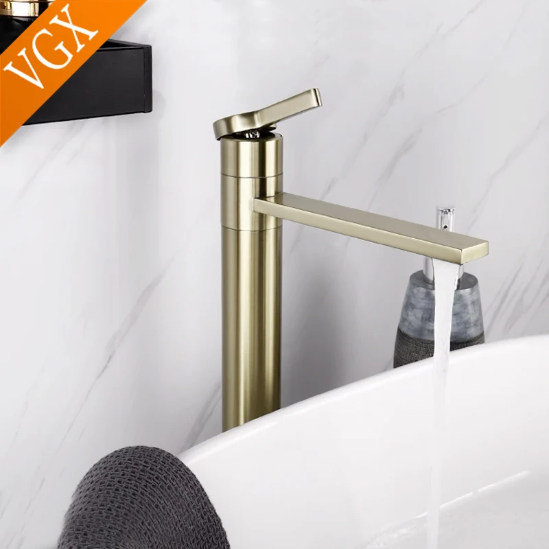 Imagem -03 - Vgx-tall Bathroom Faucets Misturador de Alta Bacia Sink Tall Faucet Lavatório Torneira Água Quente e Fria Tapware 360 ° Latão Preto