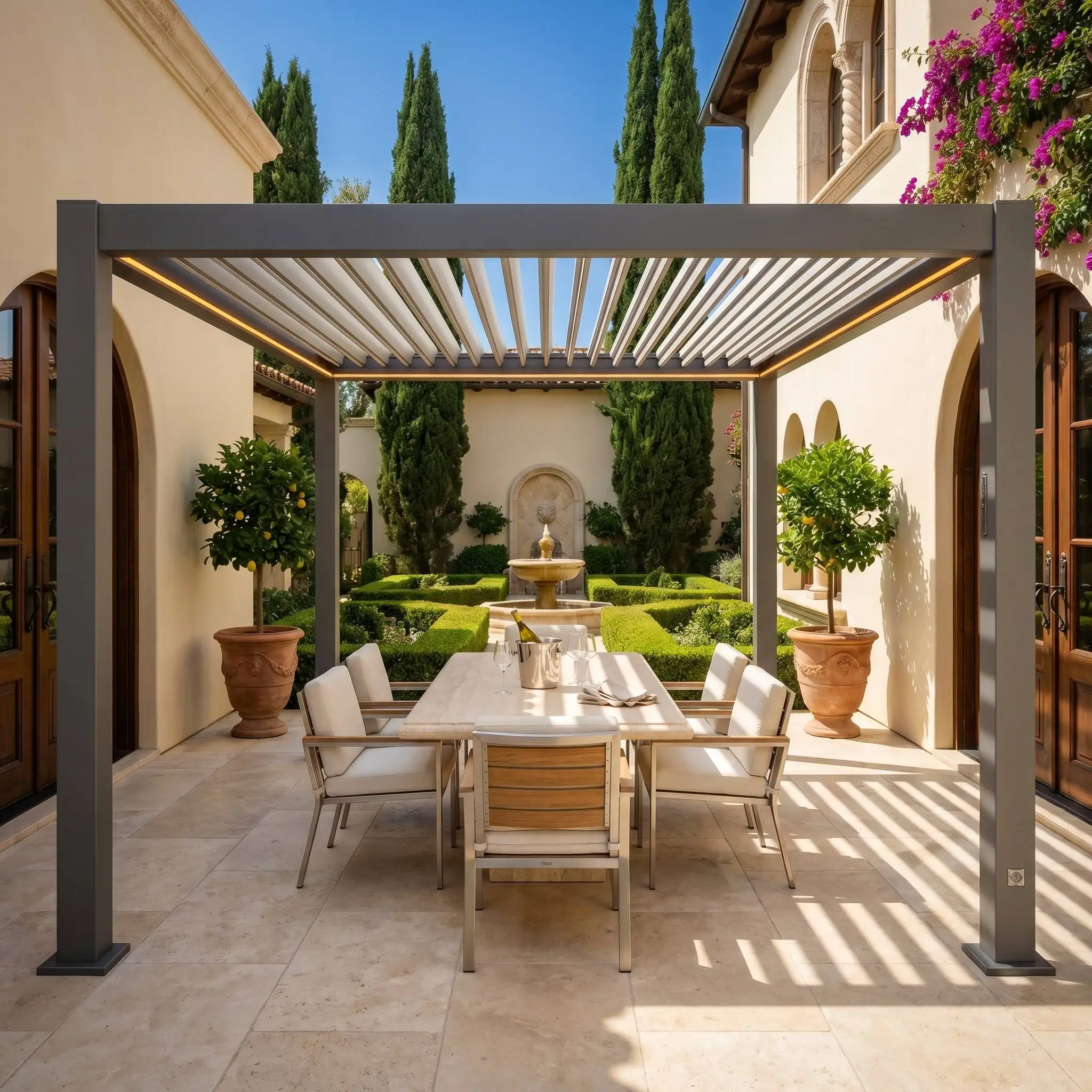 Motorized Aluminum Louver Garden Gazebo Thick Alloy Structure Waterproof Eco Friendly Backyard Outdoor Rest Canopy Pavilion