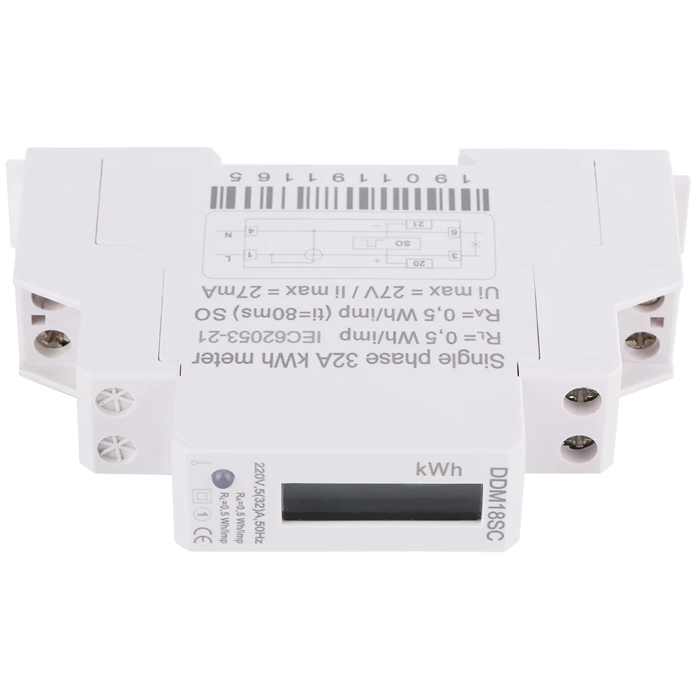 Electricity Meter Din Rail Energy Meter 1P LCD Digital Display Single Phase Din Rail Electricity Power Consumption Energy Meter