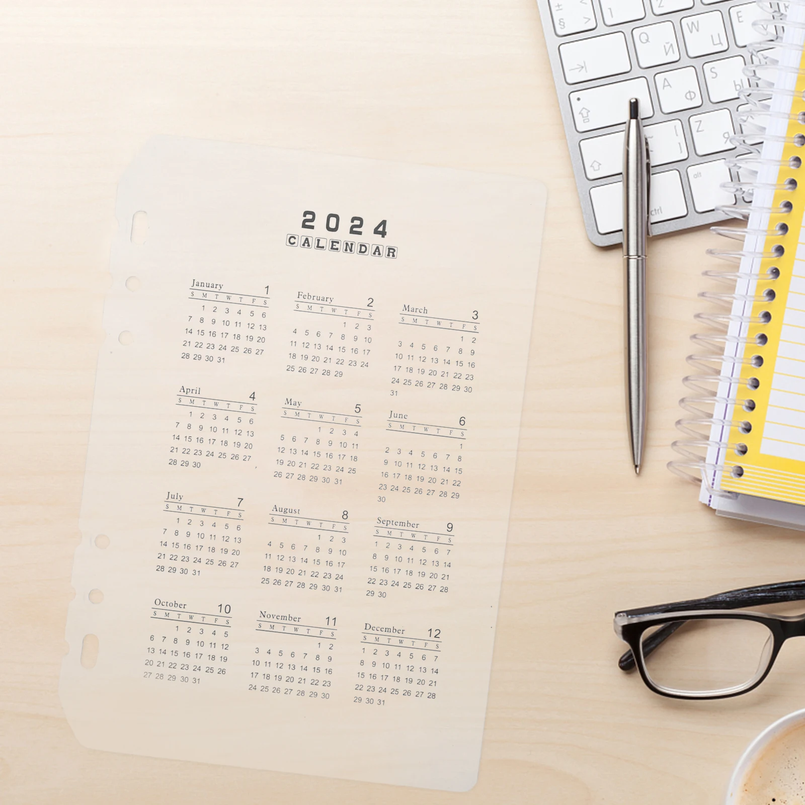 

2pcs Calendar Divider Notebook Transparent Binder Dividers PP Material Index Insert Separator Household Office Use