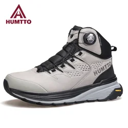 HUMTTO Waterproor-Botas de cuero con plataforma para hombre, Botines negros de seguridad para el trabajo, de diseñador de lujo, para invierno