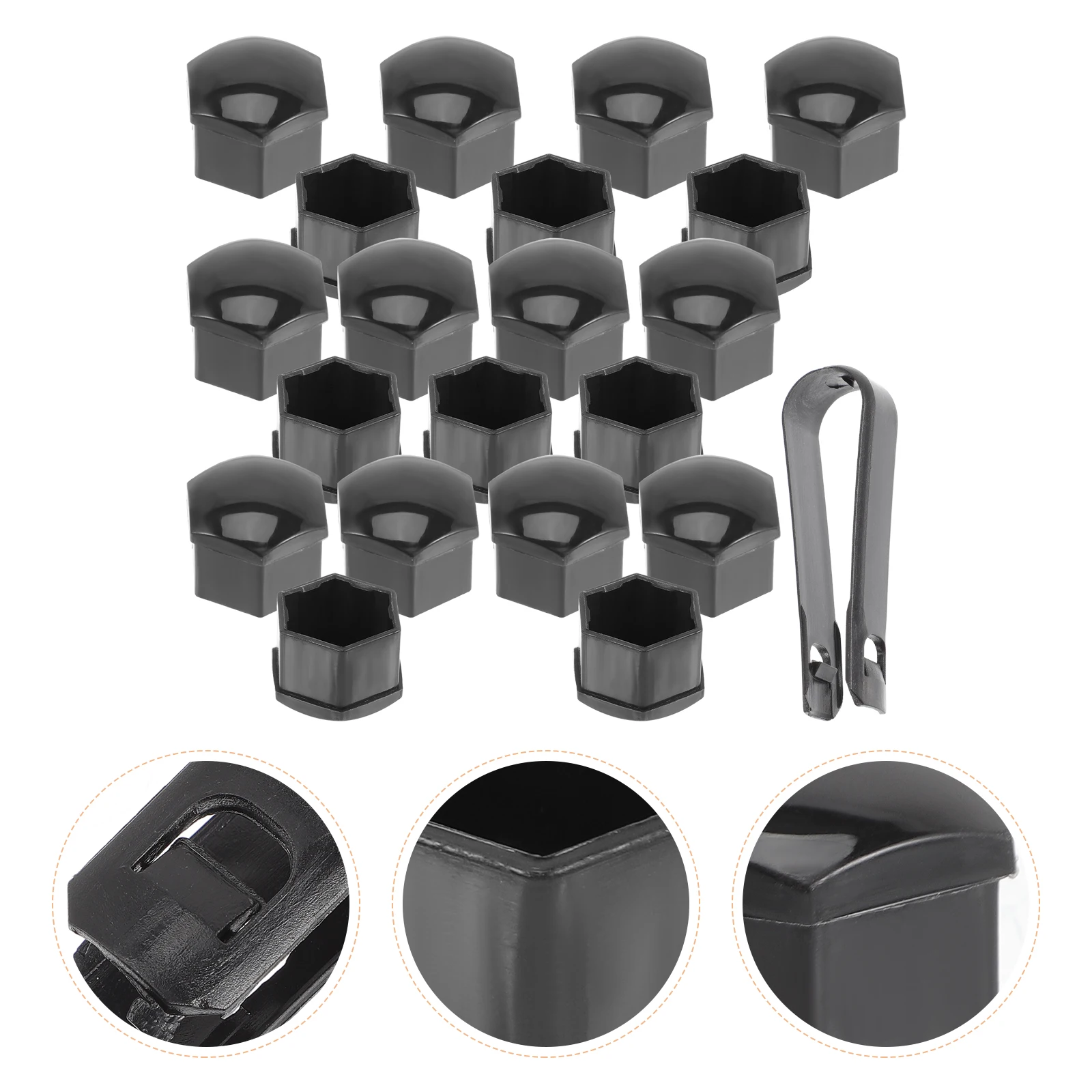 

20 Pcs Tire Nut Lug Cover Black Covers Wheel Hub Car Exterior Accessories Nylon Remover