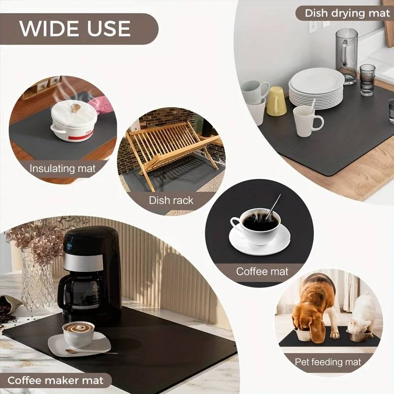 Super Antiskid Large Kitchen Absorbent Draining Mat Super Absorbent Draining Coffee Dish Drying Mat Quick Dry Bathroom Drain Pad