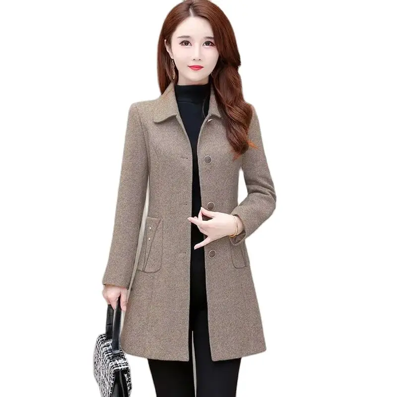 

2024 NEW Spring Autumn Coat Female Mid-Length Single Breasted Women's Windbreaker Quilted Thicken Warm Winter Outerwear