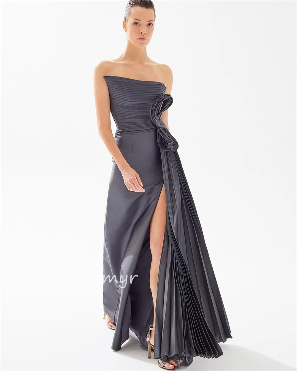 Customized Classic Modern Style Formal Evening Strapless A-line Pleats Bespoke Occasion Dresses