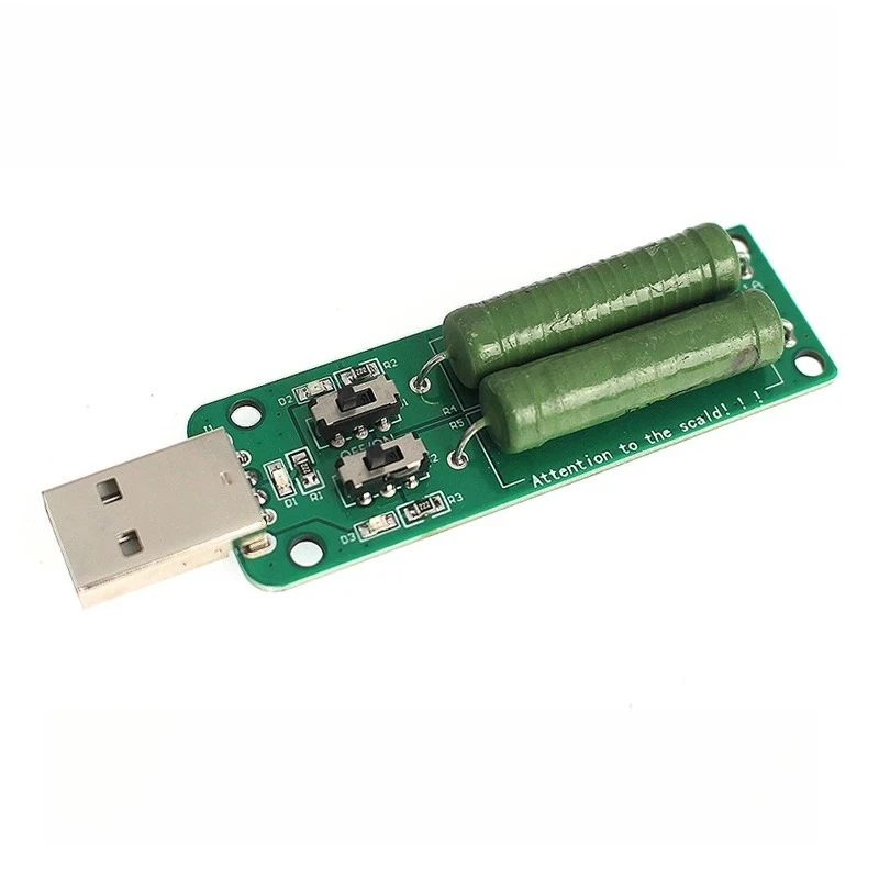 USB Electronic Load Tester Adjustable DC Resistance Load with 2 Switches Adjustable Current 5V 1A/2A/3A Battery Charger Testing