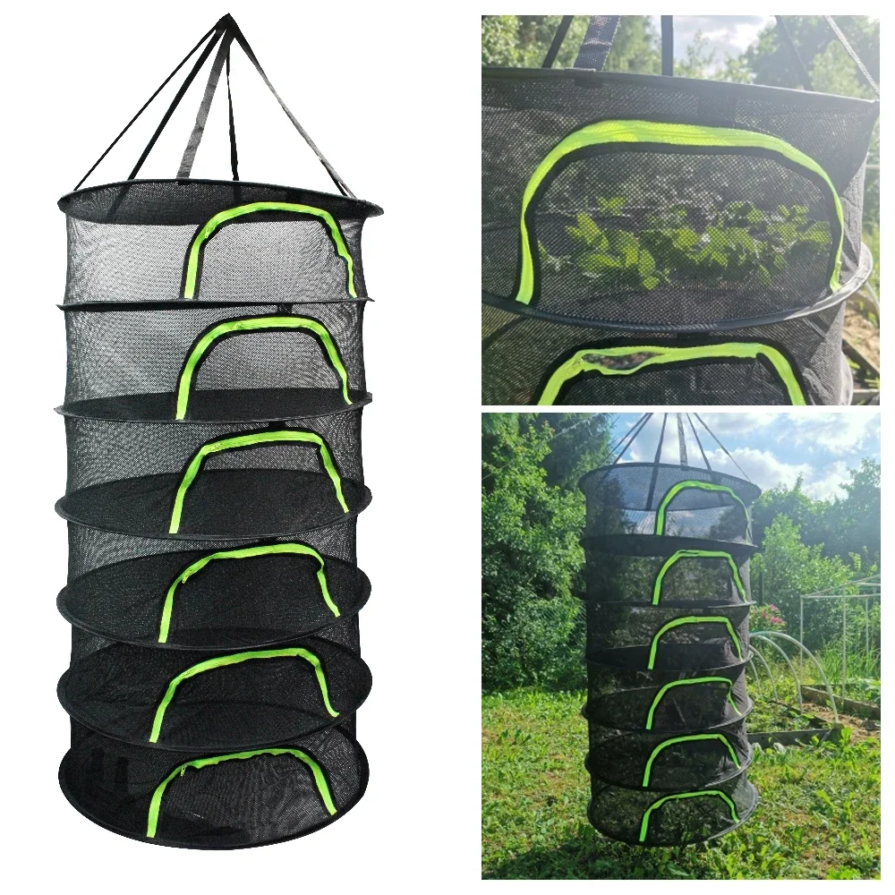 Folding Dry Rack 6 Layers Drying Net for Herbs Hanging Basket Dryer Bag Mesh Herb Drying Net for Flowers Buds Plants Organizer