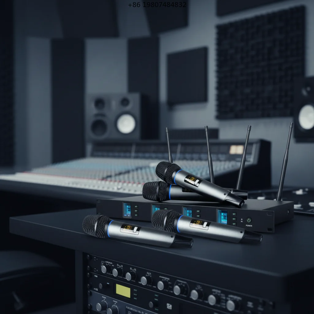 Rechargeable Battery Suitable for Karaoke Stage Performances DR669 4-channel Professional Handheld Wireless Microphone with