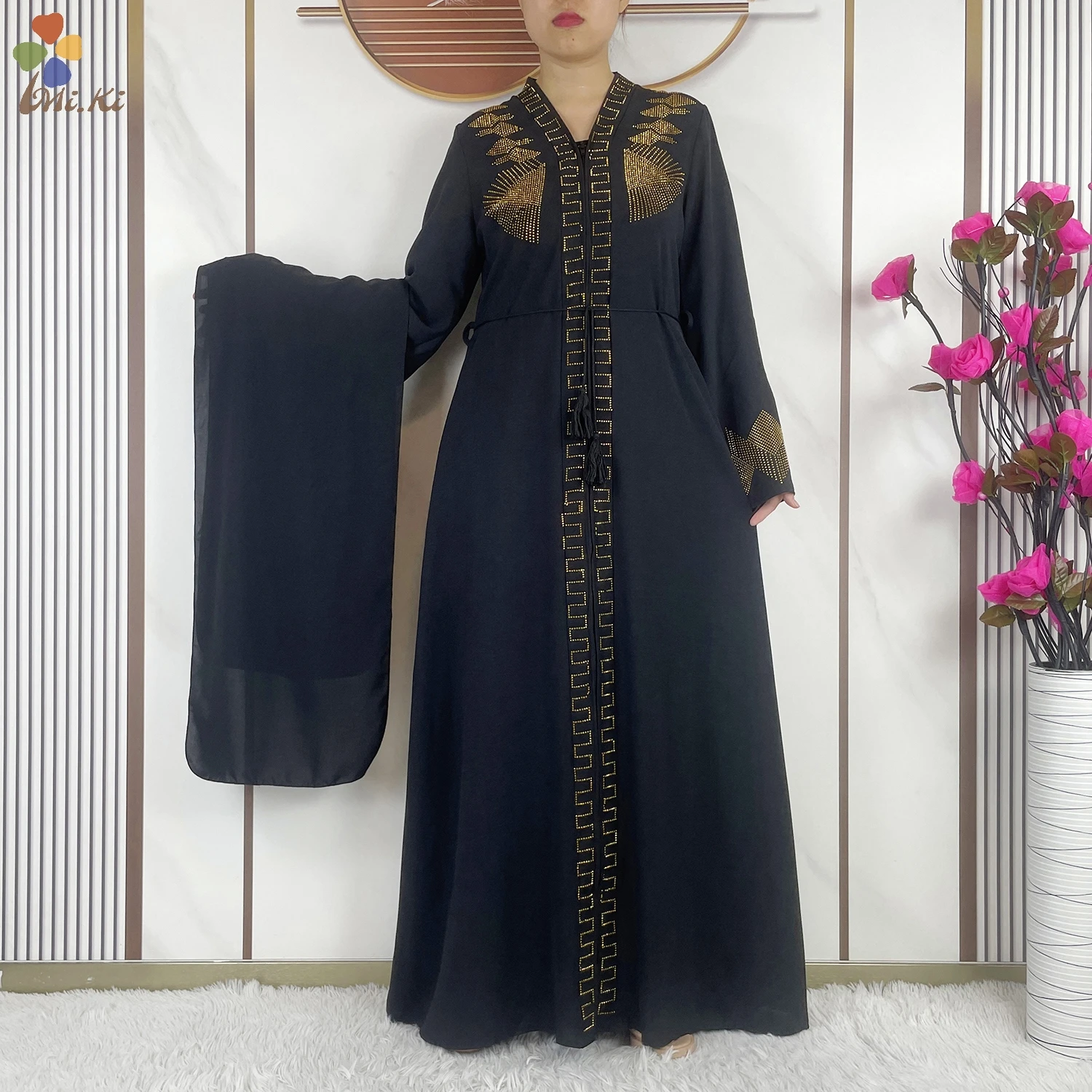 Moslim Nieuwe Mode Jurk Chiffon Vest Gewaad Losse Vrouwen Islamitische Kleding Afrikaanse Vrouwen Open Gewaad Met Rits Dubai Kleding