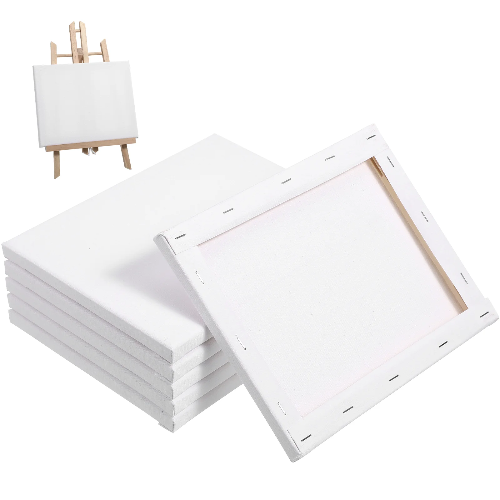 6 Pcs Pure Cotton Canvas Frame Blank Canvasses Painting Cloth Panel Square Oil Board Wooden Boards Sketchpad