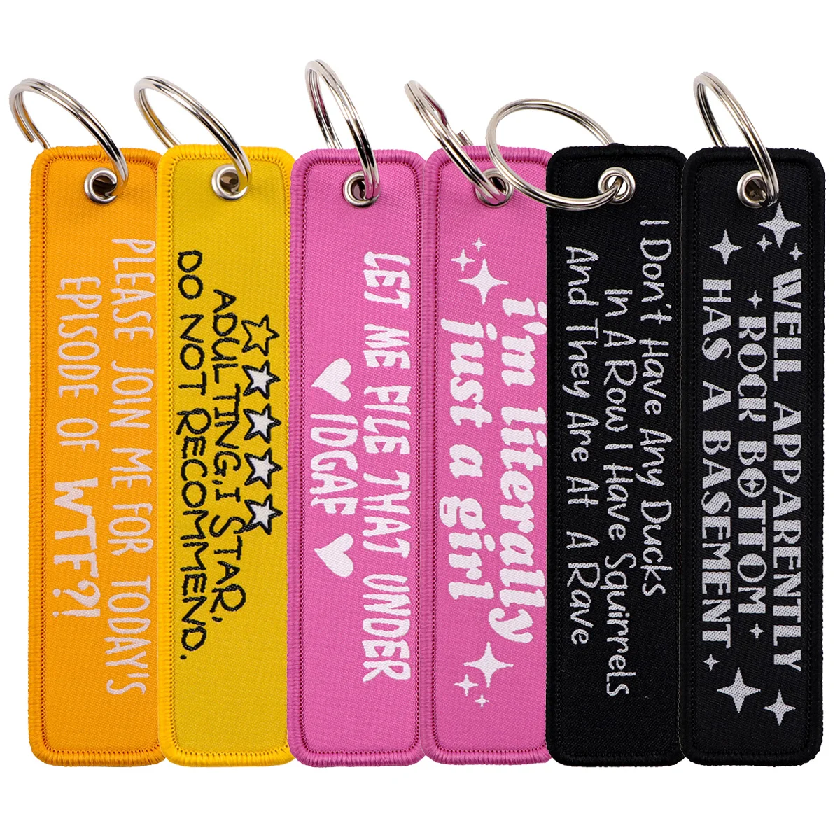 Motivational Phrase Embroidery Key Fob Key Tag For Motorcycles Backpack Keychain Fashion Keyring Gifts for Men Women Accessories