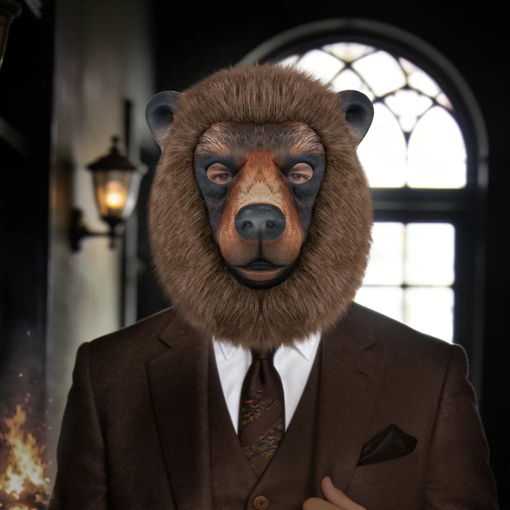 New Halloween Cosplay Animal EVA Mask Sheep Brown Bear Cute Stage Show Props Festival Party Supplies Dress up Accessories