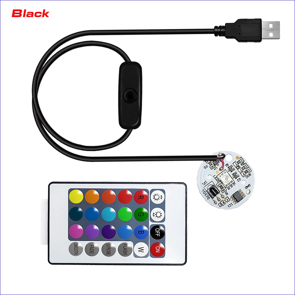 Imagem -04 - Gradiente Colorido Led Rgb Luz Board Entrada de Alimentação Usb Gradiente Colorido Preto ou Branco 1m Switch Cabo e Controle Remoto dc 5v Par