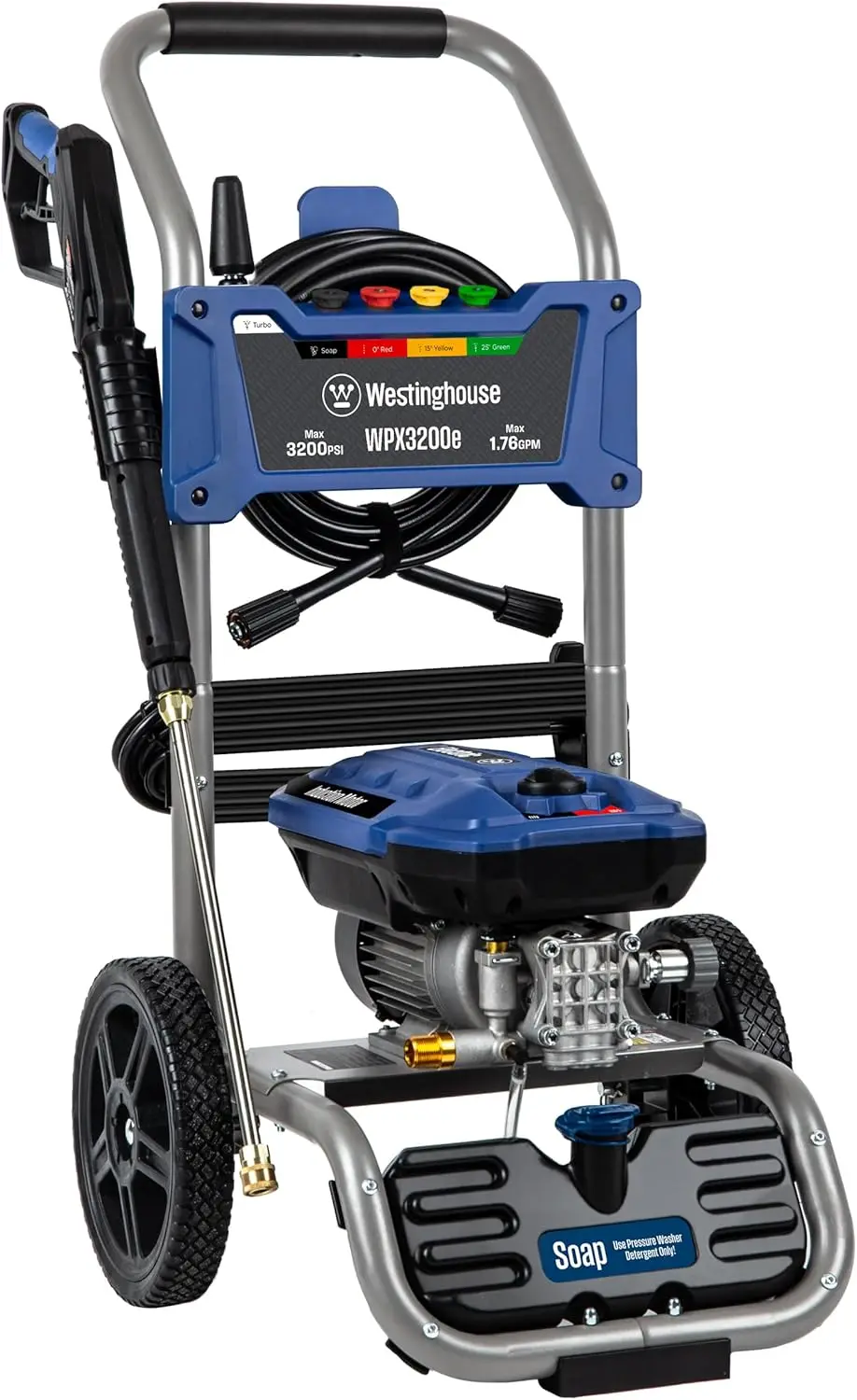 

Westinghouse WPX3200e Electric Pressure Washer, 3200 PSI and 1.76 Max GPM, Induction Motor, Onboard Soap Tank, Spray Gun