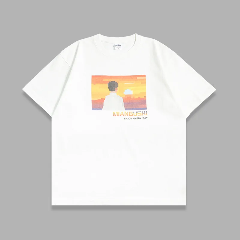 Y2k abbigliamento Tshirt Pixel Style Japanese Graphic Summer T-Shirt Cartoon Retro T Shirt uomo donna maniche corte top Harajuku Tees