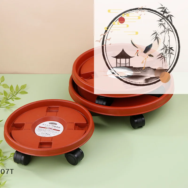 Universal Flower Pot Wheels Round Plastic Tray Heavy Duty Flower Pot Base Rack Movable Rolling Potted Plant Stand With Rollers