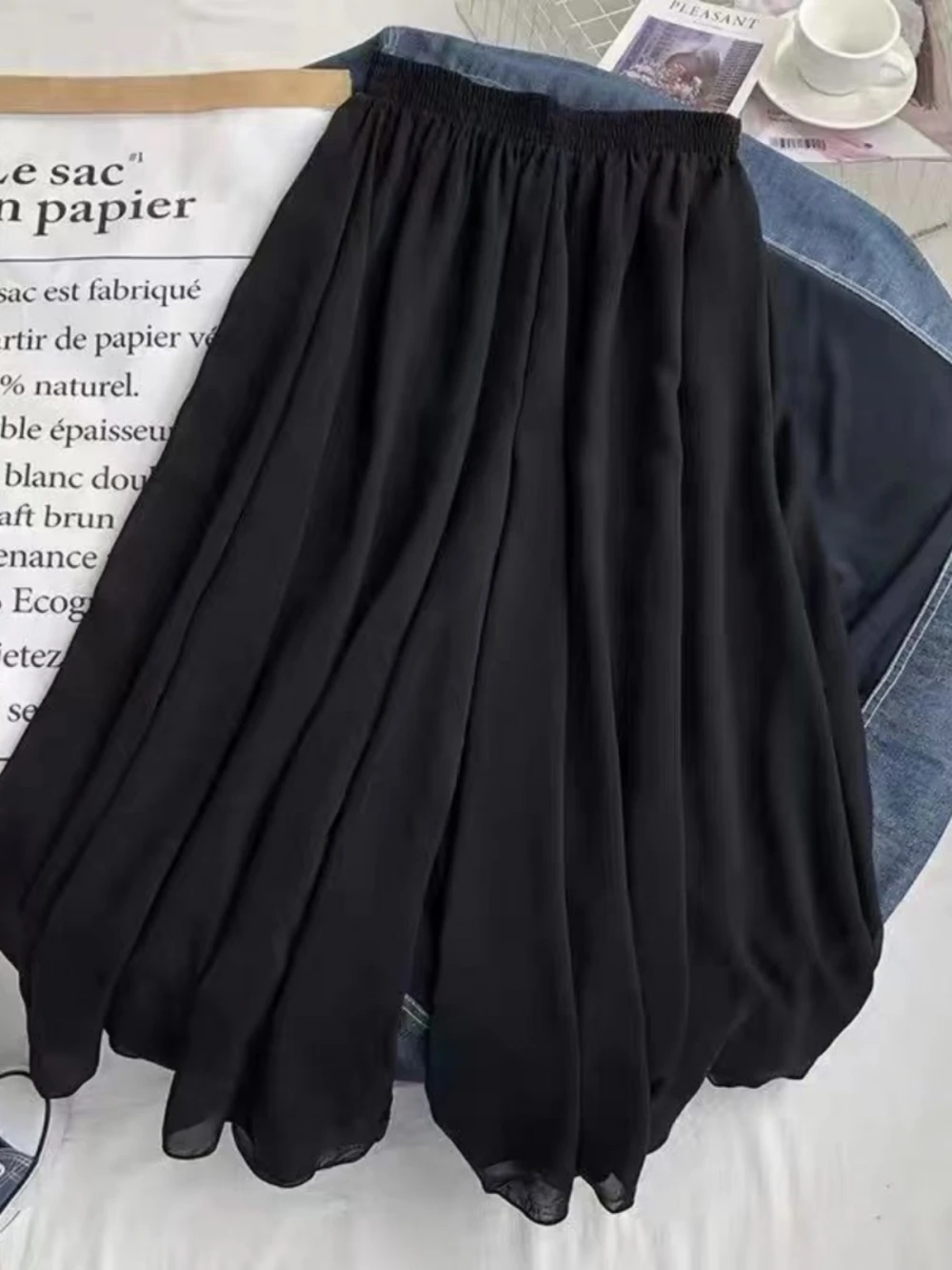 

plus Size Wide Leg Pants High Waist Loose Fit Summer Thin Chiffon Drapey Casual Pants for Women Big Size Fashion Commute Style