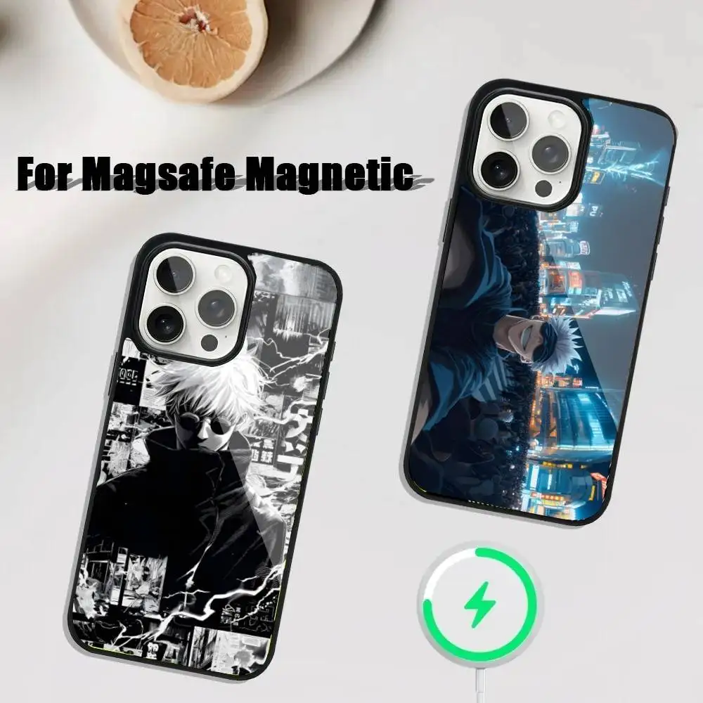 

G-Gojo S-Satoru Anime Phone Case For iPhone 17,16,15,14,13,12,11,Pro,Max,Plus,Mini,SE4,E Magnetic Magsafe Wireless Charging