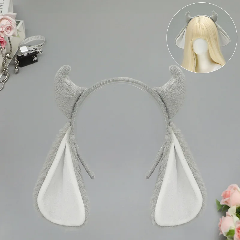 Lolita Plüsch Schaf Horn Lamm Ohr Stirnband Kawaii Kopfbedeckung Cosplay Niedlichen Tier Halloween Kostüme Requisiten Frau Haarband Geschenke – Detail 5