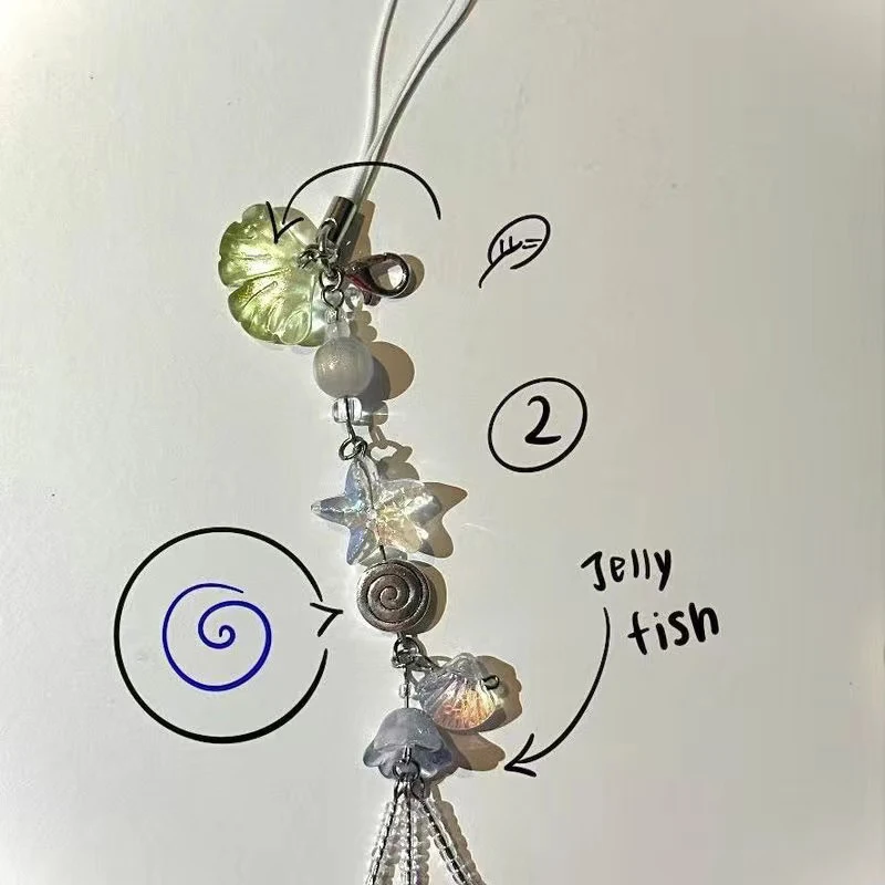 

Милый ремешок с подвеской для телефона, летний океанский стиль, ракушка, желейная рыбка, кулон, ремешок для ключей, ремешок для девочек, женская сумка