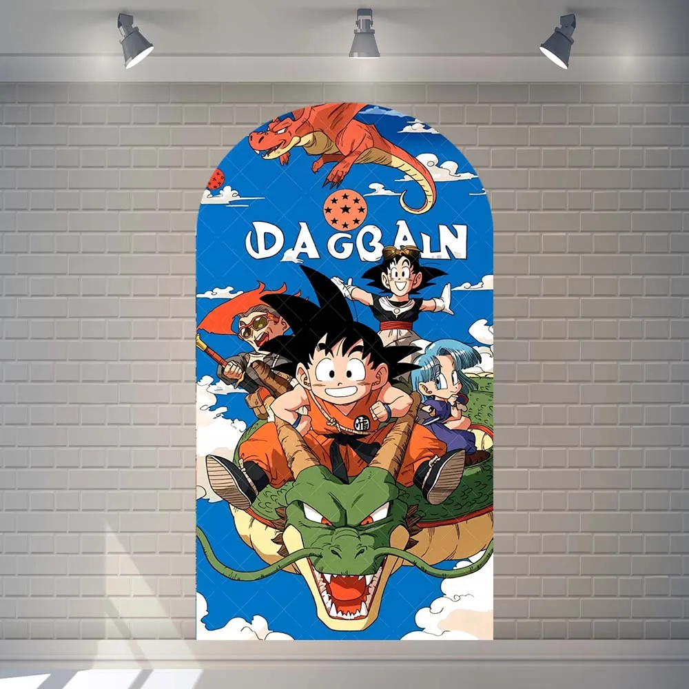 Dragon Ball Goku Tema Arco Telón de fondo Personalizado Niños Niño Fiesta de cumpleaños Decoración de dibujos animados Cubierta arqueada Baby Shower Fotografía Accesorios de fondo