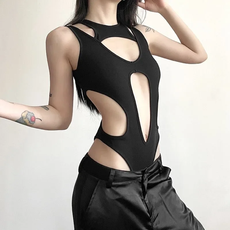 Europe and America INS Openwork Jumpsuit Sleeveless Fashion Personality Original Design Sexy Spice Girl Backless Leisure Inside.