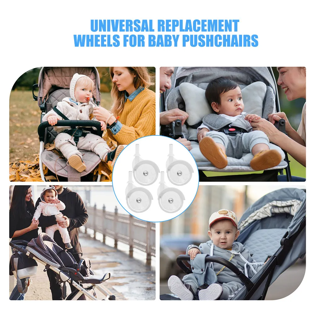 6Pcs Baby Stroller Replacement Replacement Walker Wheel Wheels Universal Pushchair Casters Smooth Swivel Quiet