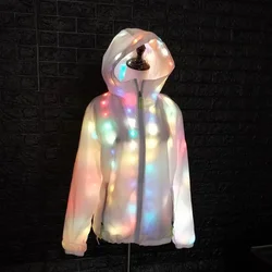 Abrigo de iluminación Led para hombre y mujer, traje blanco luminoso, creativo, impermeable, luces Led para baile, Purim, ropa de fiesta de carnaval, nuevo