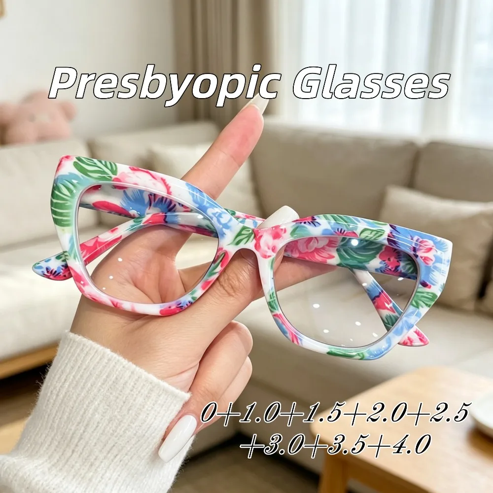 New Fashion Elegant HD Cat Eye Reading Glasses Trendy Street Style Retro Personalized Comfortable Presbyopia Eyewear for Women