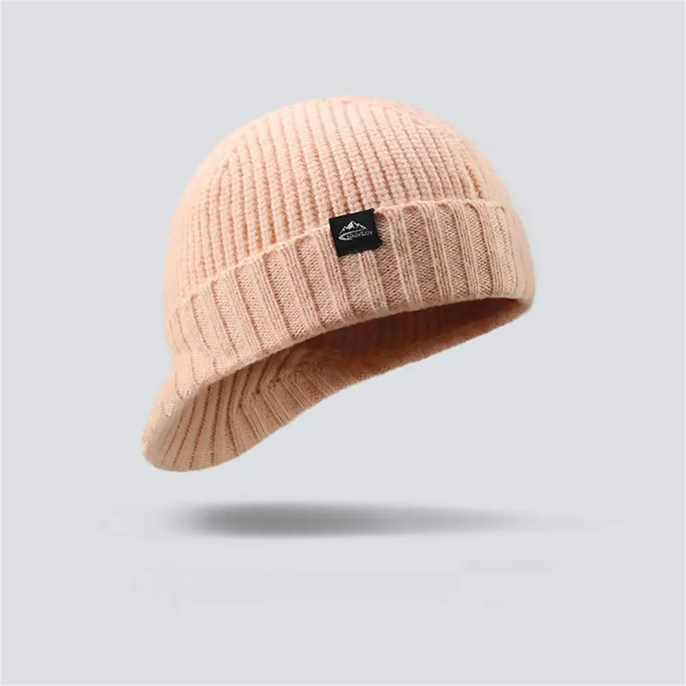 

Casual Windproof Warm Knitted Hat Coldproof Cold Resistant Bonnet Caps Short Brim Ear Protection for Autumn and Winter