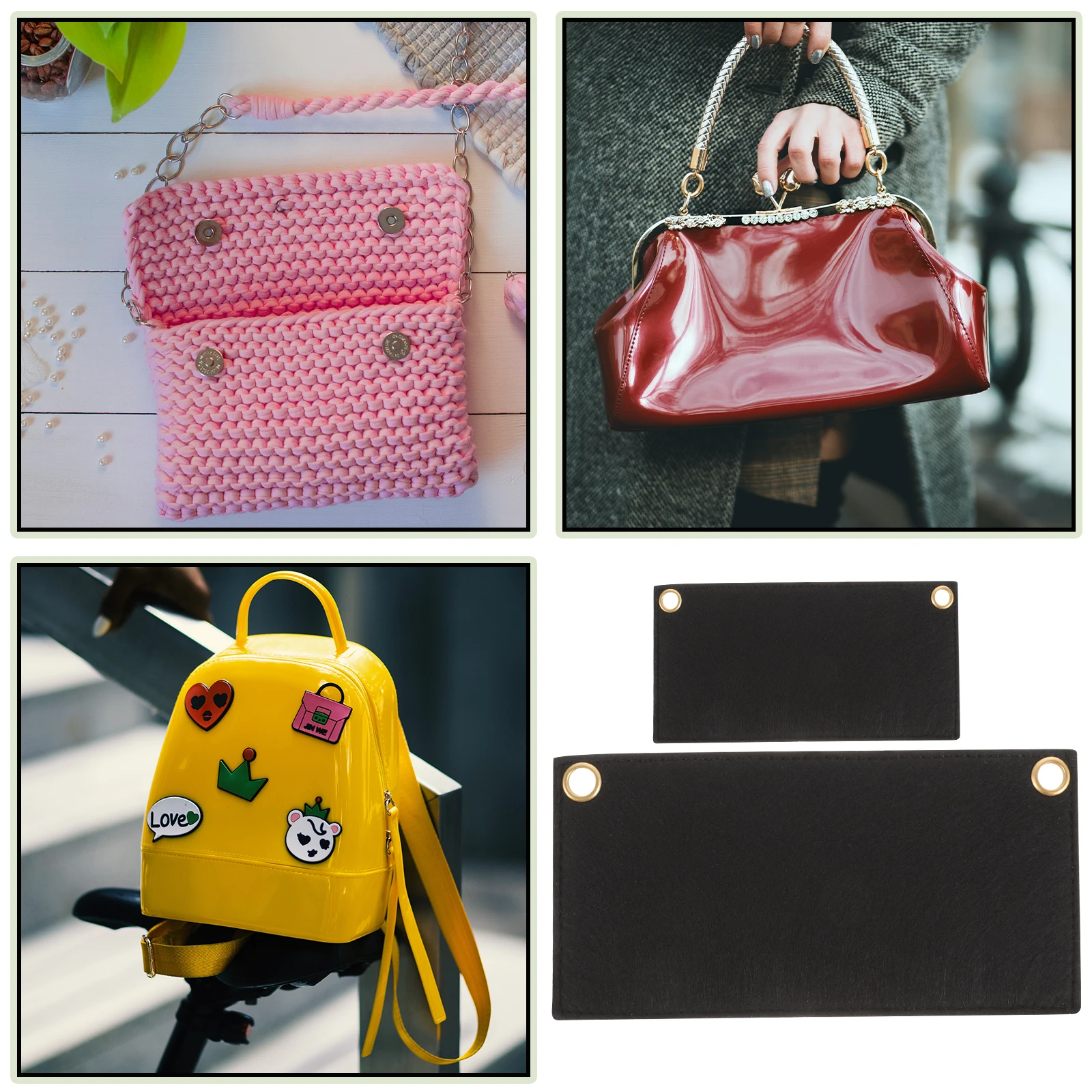 

2pcs Black Felt Purse ganizer Insert for Handbags Tote Bag Accessories Metal Eyelets Set Keep Shape ganized Reliable Material