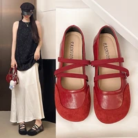 ClaWave Women Two Tone Crisscross Strap Ballet Mary Jane Flats Soft Casual Loafer Low Heel Slip On Daily Walking Ballerina Shoes