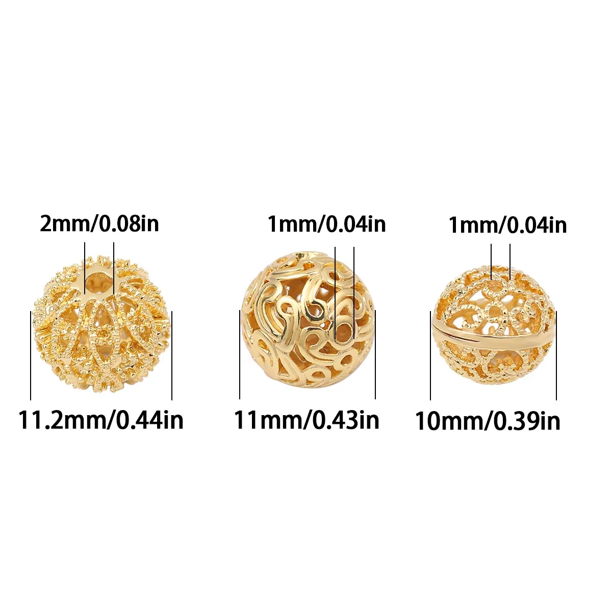 10/11/11.2 مللي متر جوفاء التدريجي النحاس الجولة متباعدة فضفاض الخرز لصنع المجوهرات Charms سوار قلادة ياردروب DIY بها بنفسك اكسسوارات #5