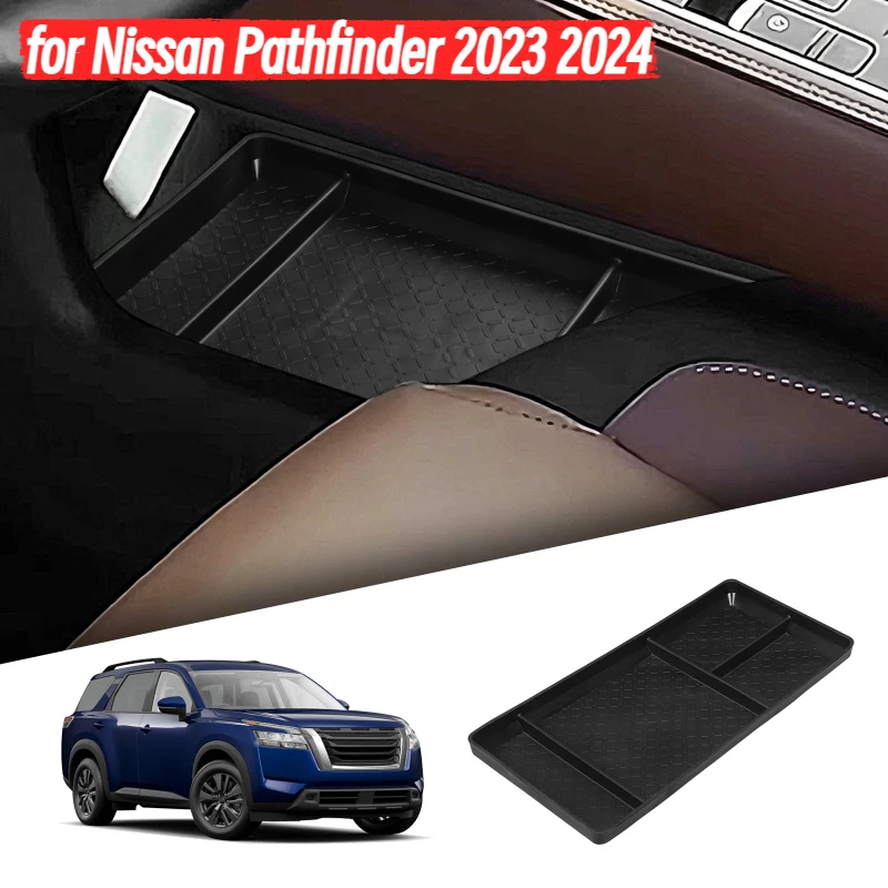 for Nissan Pathfinder 2023 2024 Car Center Console Lower Layer Storage Box Central Tray Organizer Interior Accessories Black