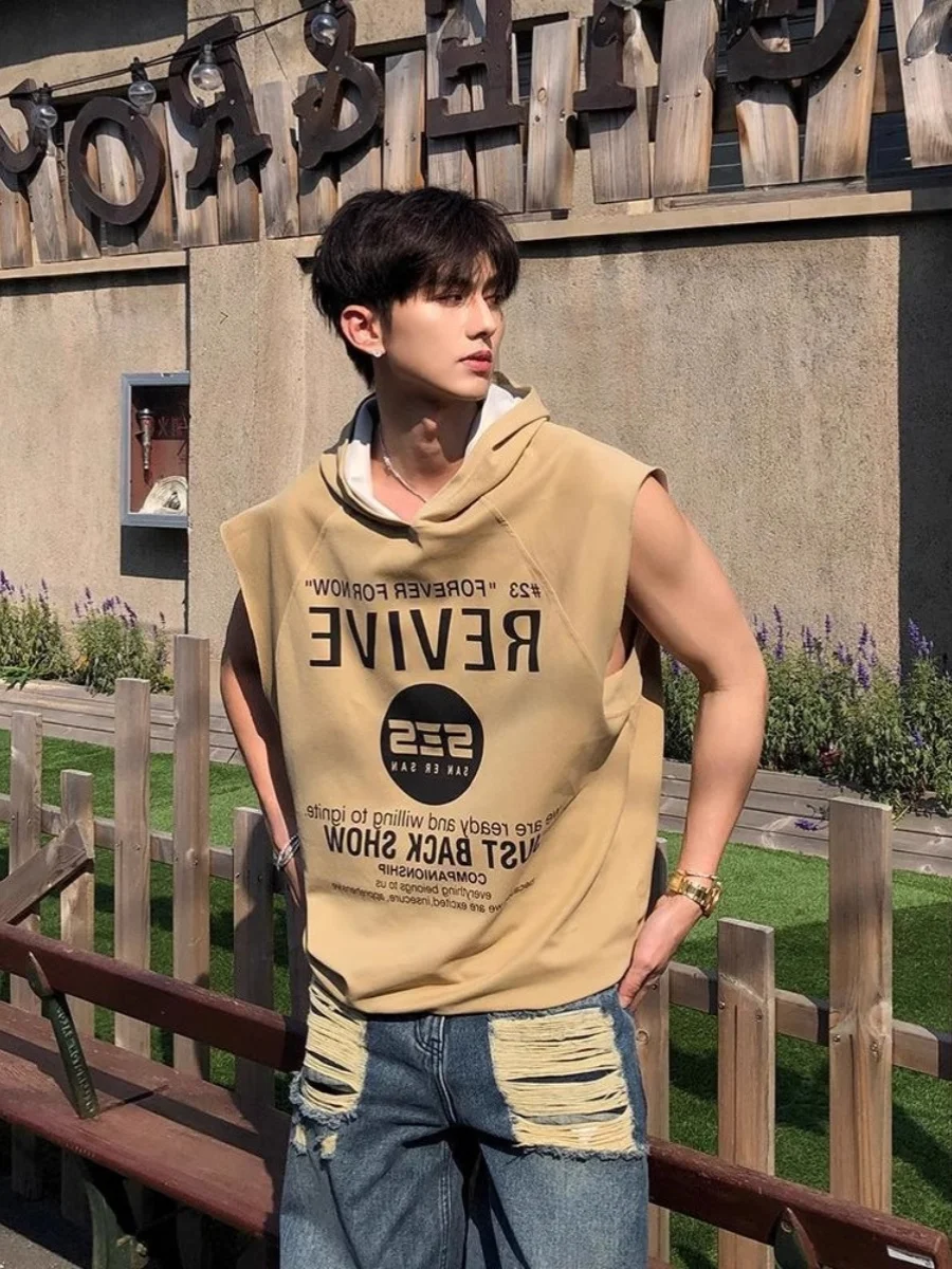 

Large Size 300 Pou Hooded Svel T-irt Men's Summer Trendy Vest Fitn Spor oulder Top American Casual Loose Fit