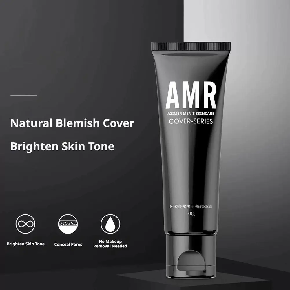 AMR Men's No Makeup Refreshing Non-greasy Isolation Cream Natural Watery Skin Concealer Acne Marks Brightening Skin Long-lasting