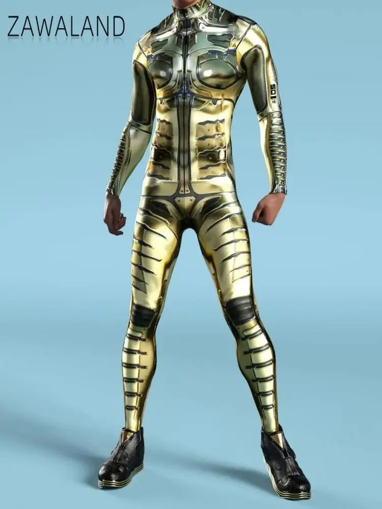 زوالان روبوت 3D طباعة تأثيري زي للرجال والأطفال ، Zentai ارتداءها ، حللا حزب هالوين ، كرنفال عطلة الزي ، سحاب الجبهة