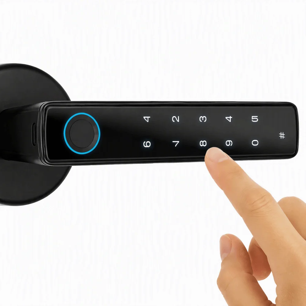 Security 4 in 1 Fingerprint Door Lock Tuya App Easy Installation Smart Door Lock Keyless Door Lock Home
