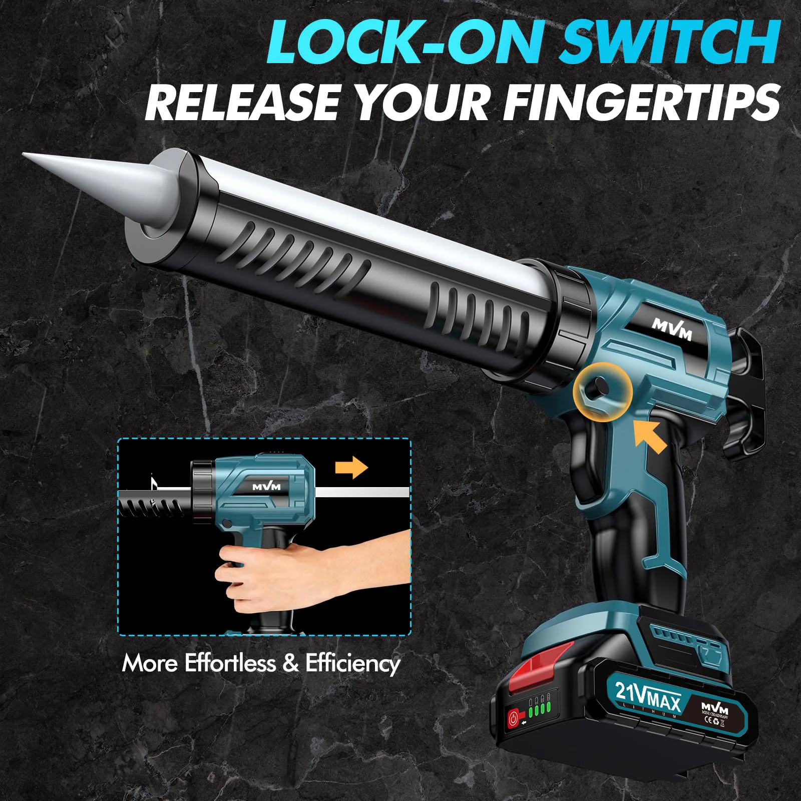 Pistola de calafateo inalámbrica con batería de 21V, retracción automática eléctrica, 10oz/300ml, sin calafateo por goteo para llenado y sellado industriales