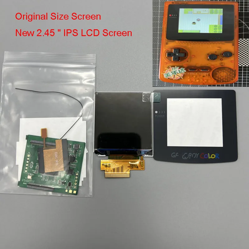 

New 2.45 " IPS LCD Screen For Nintendo Gameboy Color GBC Highlight Brightness LCD Cut-free shell No welding Original Size Screen