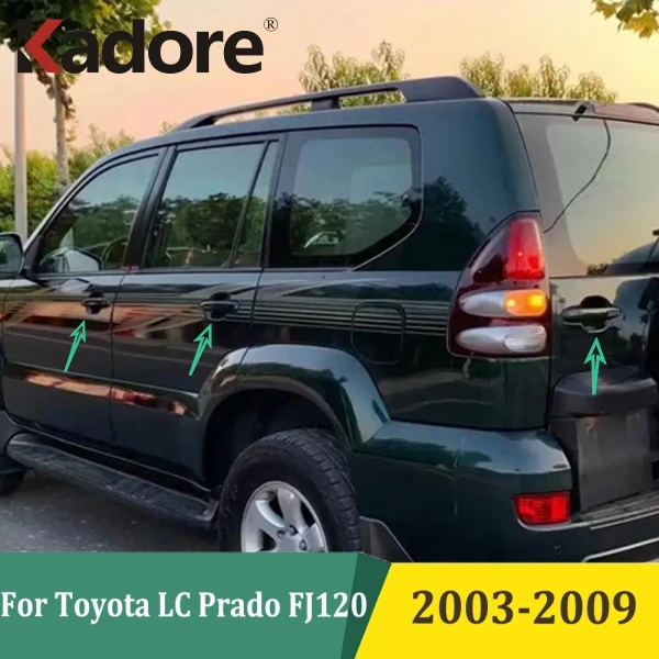 

For Toyota Land Cruiser Prado FJ120 2003-2009 Chrome Side Door Handle Bowl Cup Cover Trim Car Stickers Acceessories