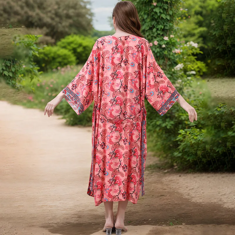 Long Beach Dress saida de Praia Beach Cover up Kaftan Sarong Vestido Swim wear Cover up Ropa de Playa Tunic Beach