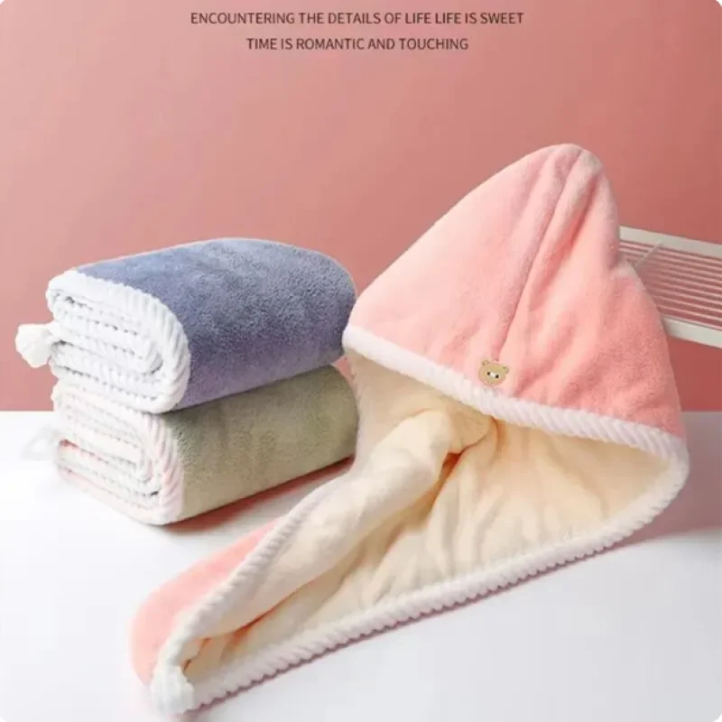 Serviette de bain absorbante double face, bonnet de séchage des cheveux, utilisation multicolore, double face, ondulée, optique