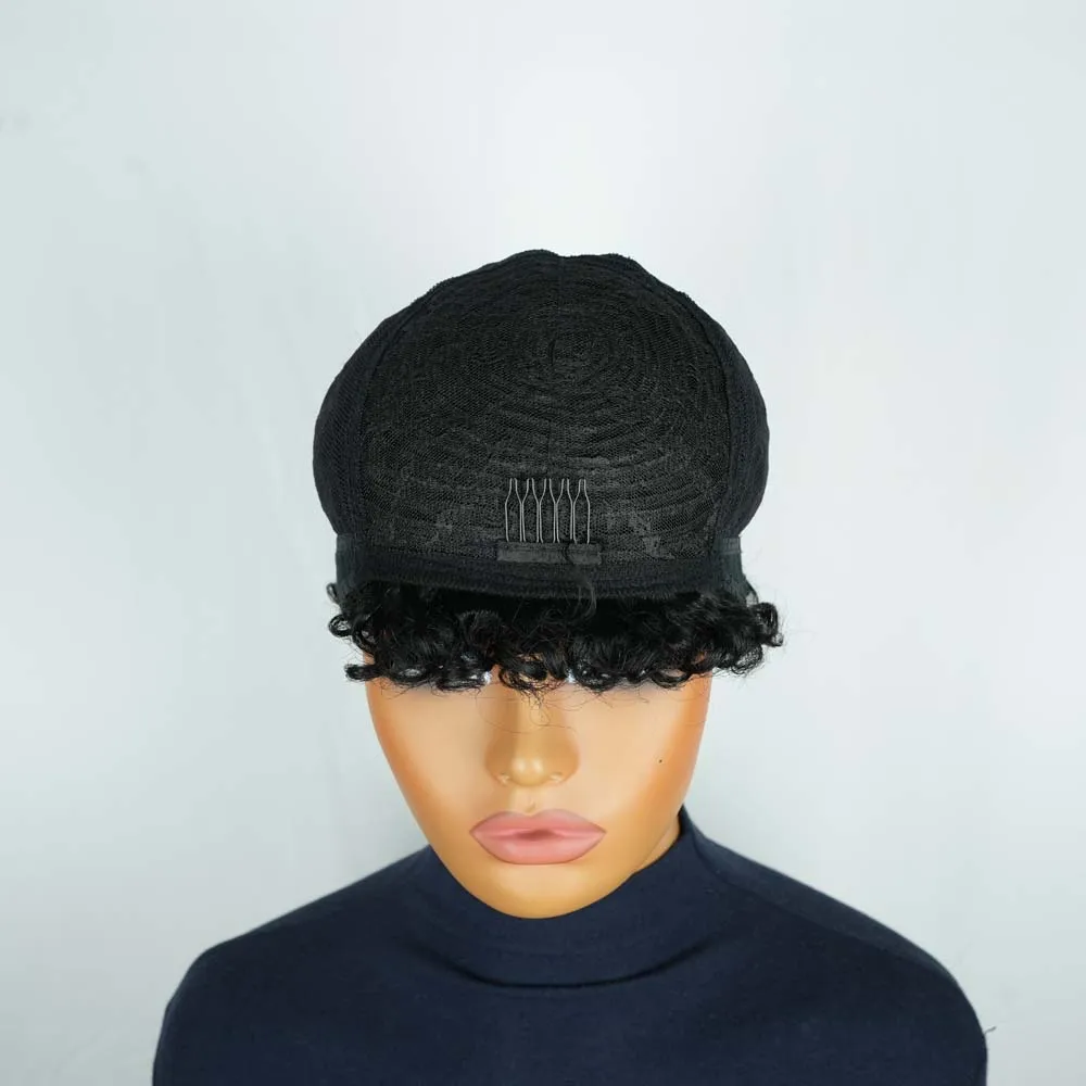 100% человеческие волосы, парик с стрижкой пикси, кудрявый черный парик Kniky для женщин, машинное производство, натуральная текстура, короткий парик из волос