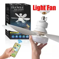 LED  Ceiling Fan Light E27 With Remote Control Study Concise Home Kitchen Lamp Petal Silent Dining Room  Household Use, 85-265V