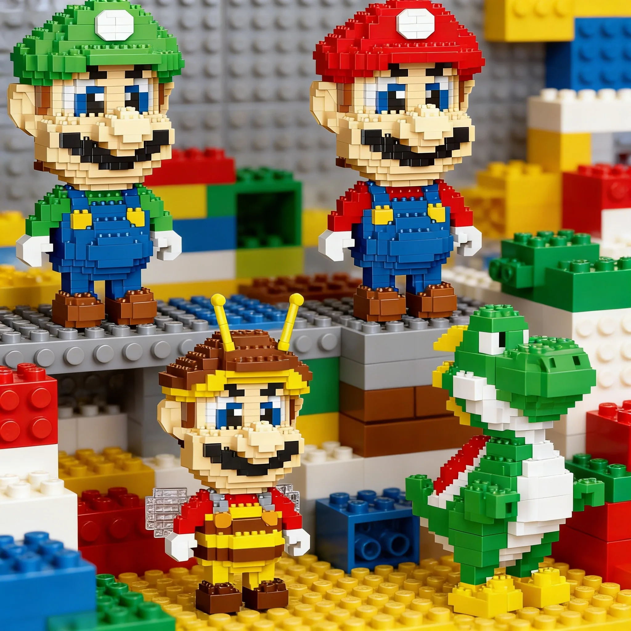 

Anime Building Blocks Blind box Figures Luigi Yoshi Cartoon Small Particles Assembled Block Model Dolls Toys Children Gifts