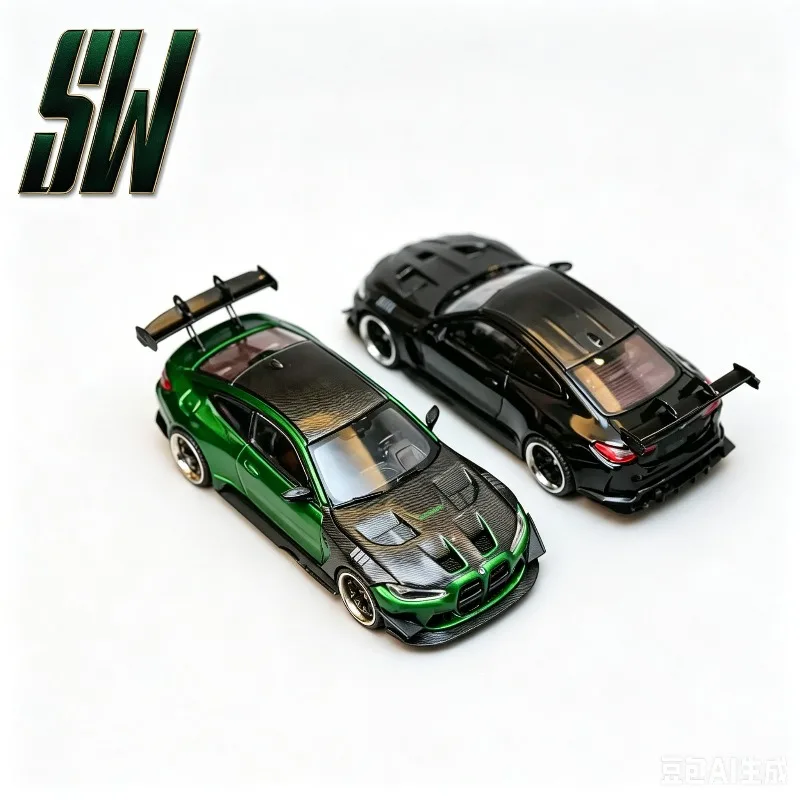 

SW 1:64 BMW M4 G82 GTR Beijing model exhibition alloy car models, adult collectibles, simulation ornaments, holiday gifts.