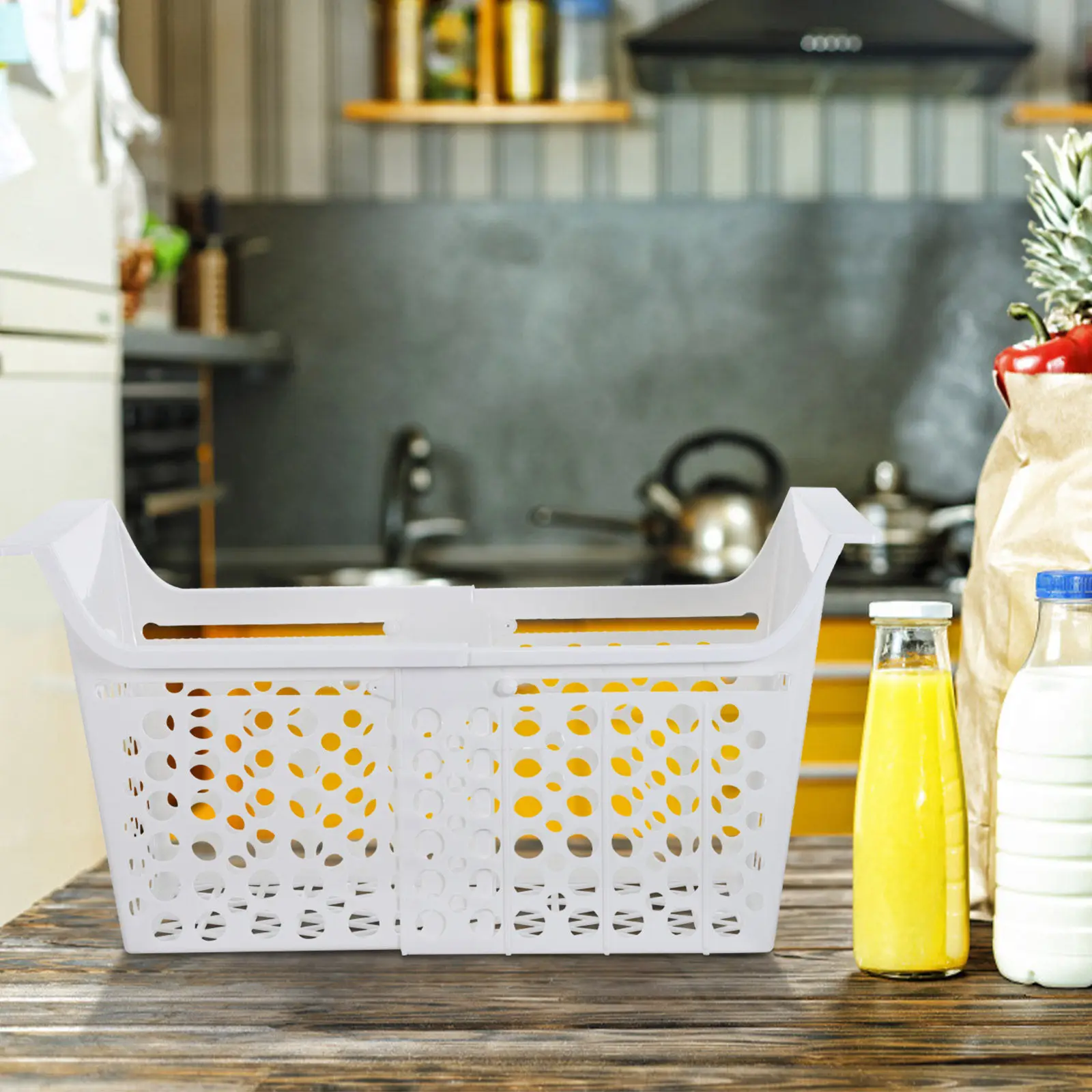 Expandable Chest Freezer Organizer Basket Adjustable Wire Storage Bin for Refrigerator Kitchen Food Pantry Deep Freezer